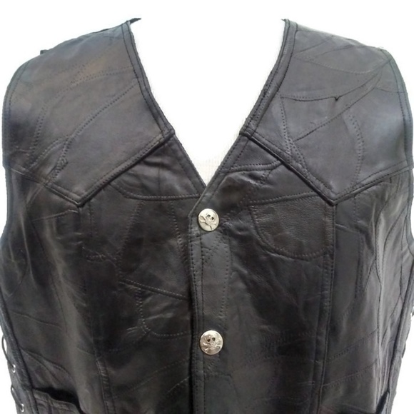 Diamond Plate Buffalo Leather Vest 2XL - Picture 2 of 8